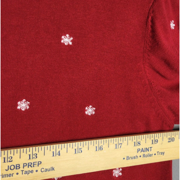 Vintage 90's Baxter & Wells Embroidered Snowflake Cardigan Sweater Womens L Red - Picture 5 of 10